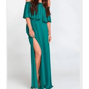 Show Me Your Mumu Hacienda Maxi Dress Emerald Green‎ Smocked Off Shoulder 2XL